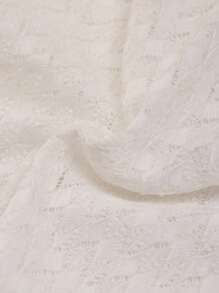 Chiquease Abito elegante da donna con colore unito, senza spalline, con inserti in pizzo e orlo a contrasto e con taglio a righe - Bianco - Visualizzare 8