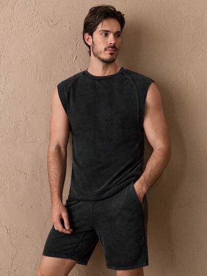 Manfinity NXTstreet 2pcs/Set Men Casual Solid Color Knit Sweater Top Set