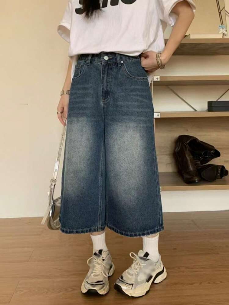 Women's Casual Washed Distressed Denim Shorts Jorts