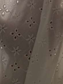 Breezaya Women's Hollow Out Embroidered Cherry Print Round Neck Cap Sleeve Blouse, Spring/Summer - White - View 7