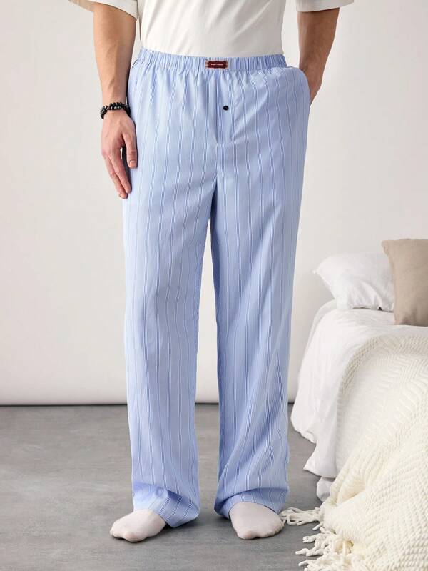 Manfinity Unisex Men's Striped Print Elastic Waist Loose Fit Casual Pants