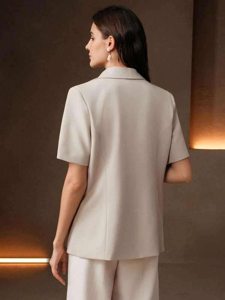 Blazer ample en lin casual avec broderie florale pour femmes, design élégant et moderne, convient pour le printemps/été, les festivals, la remise des diplômes