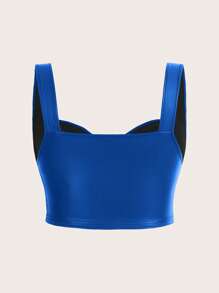 SHEIN ICON Plus Size Women Solid Color Zipper Front Fitted Bib Strap - Royal Blue - View 2