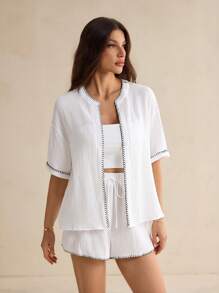 SHEIN Tall Women Two Pieces Outfits For Daily Wear - White - View 3