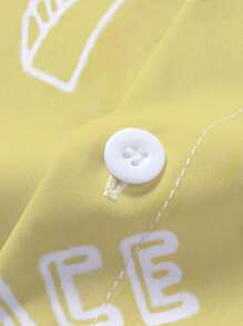 ROMWE MEN Prep 男士夏季时尚全印花短袖衬衫 - 黃色 - 查看 4