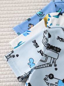 6pcs/Set Boy Pajamas - Cartoon Galaxy & Ocean Animal Print Snug Fit T-Shirt And Shorts Set, Toddler Boys