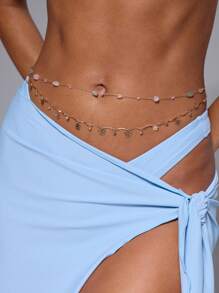 MUSERA Butterfly Gold Waist Belt Chain Crystal Pearl Chain Festival
