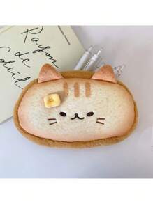 1 pezzo Simpatico astuccio portapenne imbottito con grande capacità, espressivo motivo a gatto, astuccio creativo per studenti, pratica borsa multifunzionale per scuola, cancelleria, cosmetici, prodotti per la cura della pelle, rossetti, pennelli, monete, piccoli oggetti, articoli per il ritorno a scuola, forniture scolastiche