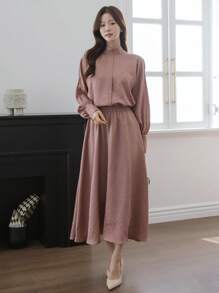 DAZY 女士两件套日常穿搭，秋季家居服套装 - 粉色 - 查看 5