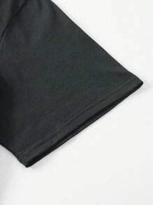 SHEIN CURVE+ Camiseta de cuello redondo de manga corta casual de talla grande, sencilla y de moda, apropiada para el verano