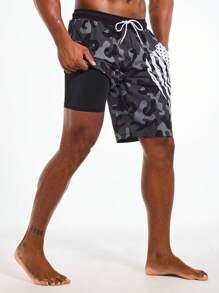 Manfinity VDAYZ Men's Beach Shorts, Fashionable For Summer, Hawaiian
