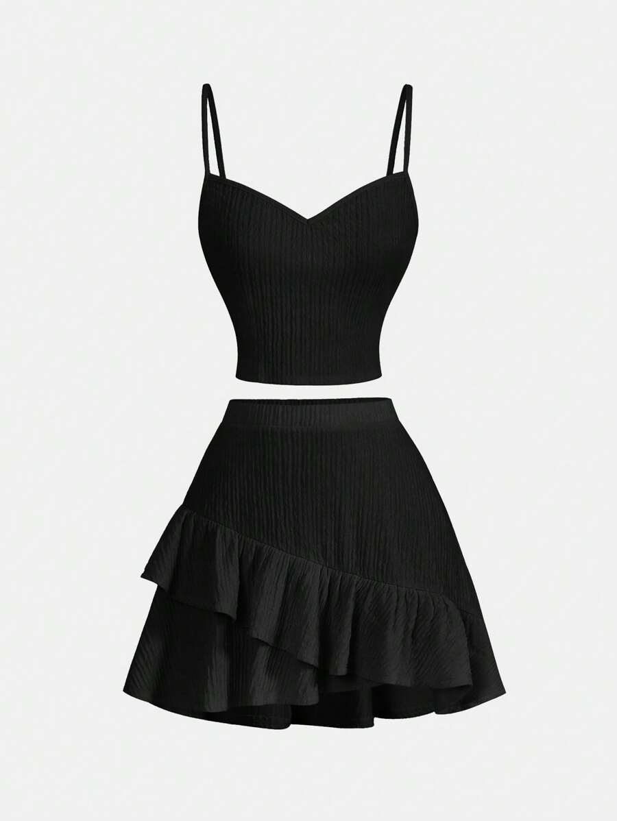 SHEIN MOD Women Two Pieces Outfits For Daily Wear Island Vacation Outfits - Black - View 1