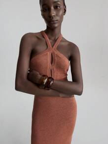 Ontre Conjunto de vacaciones de playa para mujer para el Día de San Juan 2026, estilo campestre para festival de música, vestido de punto sin mangas en crema y naranja, uso diario casual y cómodo para primavera/verano, conjunto de vacaciones de playa bohemio - Naranja Coral - Ver 8