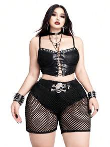 Whyspr Casual Punk Rave Coachella Plus Size Leggings