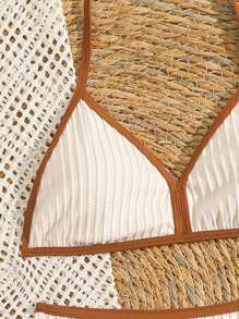 SHEIN Conjunto de 3 piezas de bikini con cuello halter y volantes para adolescentes, con pantalón largo tipo cover up, conjunto de playa de verano - Multicolor - Ver 5