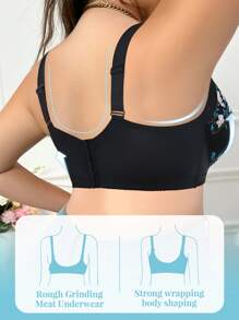 SHEIN 1 pieza Sujetador de encaje y sin costuras con sostén para tallas grandes, cómodo para uso diario - Multicolor - Ver 2