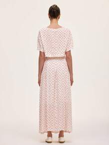 SHEIN Unity 女士日常两件套服装 - 紅白色 - 查看 2