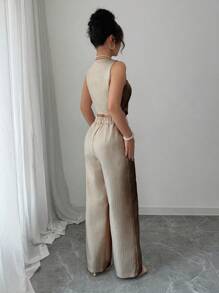 Elenzga Women Two Pieces Outfits For Daily Wear - Brown - View 2