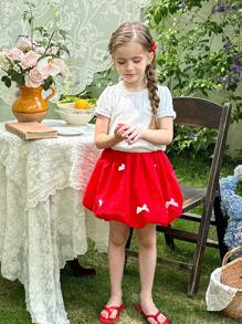 LMoss Kids Set de 2 piezas de niña joven: camiseta de cuello redondo con volantes de unicolor y falda con dobladillo de tulipán