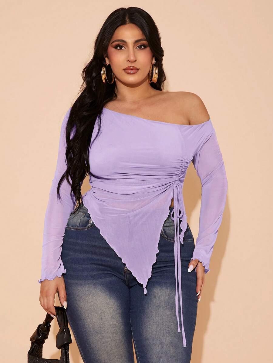 SHEIN BAE Plus Size Women's Solid Color Long Sleeve Top, Fashionable For Summer