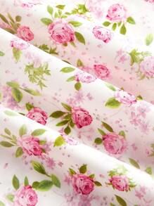 SHEIN MOD 女士花卉印花吊带系带夏季茶会连衣裙、春季花卉印花长裙、度假连衣裙、节日连衣裙、乡村服装、海滩度假装、波西米亚风女装、女士生日服装、春夏连衣裙、早午餐服装 - 玫紅色 - 查看 4