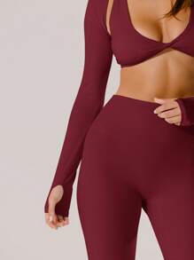 Aralina Leisurewear Crop Active Shrug With Thumb Detail And Bag