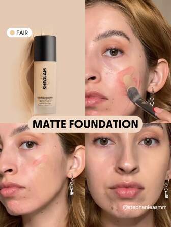 SHEGLAM Complexion Pro Langdurige Ademende Matte Foundation-Fair Matte Zweetbestendige Foundation Oliecontrole Volledige Dekking Porieloze Concealer Waterbestendig Flawless Niet-Vervagende Gewichtloze Vloeibare Foundation Kerstmis Foundation Afstuderen Verjaardag Vakantie Zomer Herfst Y2K Chique Mode Vrouwen Merk Make-Up Cosmetica Beauty Feest Strand Reizen Kamperen Buiten School Campus Uitstapje Festivals Decoratie Cadeau Geschenk Roos Meisje Cosplay Beste Kleur Charme Sfeer