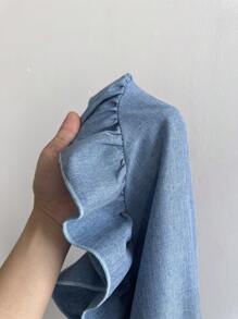 Maweii Pantalones informales casuales de talla grande con decoración de lazo y dobladillo con volantes