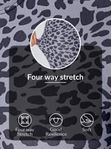 SHEIN Essnce Plus Size Denim Texture Knit Sports Style Leggings - Multicolor - View 7
