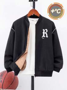 Tween Boys' Casual Academy Print Faux Pocket Mid-Weight Woven Zip-Up Jacket,In Fall/Winter - Black - View 7