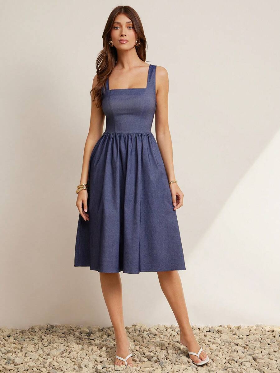 L'Amorae Robe nuisette mi-longue unie pour femme, à la mode pour l'été - Jean clair - Voir 1