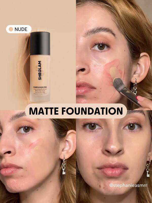 SHEGLAM Complexion Pro Long Lasting Breathable Matte Foundation-Nude Matte Sweat-Proof Foundation Oil Control Full Coverage Pore-Less Concealer Waterproof Flawless Non-Fading Weightless Liquid Foundation Christmas Winter Foundation Graduation Birthday Holiday Summer Fall Autumn Y2K Fancy Fashion Women Makeup Cosmetic Party Beach Travel Camping Outdoors School Campus Trip Festivals Decor Gift Present Rose Girl Cosplay Best Color Charm Vibe