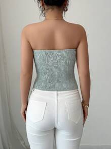 Elenzga Women's Solid Color Single Breasted Split Hem Fashionable Bandeau Top