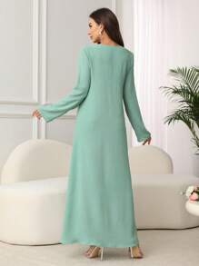 SHEIN Najma Women's Loose Comfortable Elegant Everyday Robe, Modest Kaftan - Green - View 2