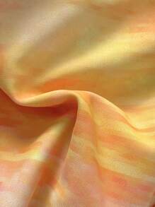 Soleia 3pcs Women's Vacation Tie-Dye Tie Dye Sunset Print Drawstring Bikini Set - Multicolor - View 7