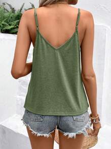 SHEIN Frenchy Women's Basic Lace Camisole Summer Green Casual - Army Green - View 2
