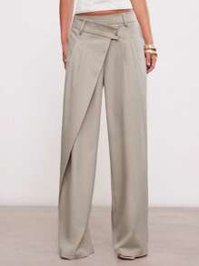 Hauture Pantaloni casual da ufficio estivi solidi, asimmetrici, avvolgenti, rilassati