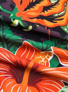 Swim Oasis Plus Size 2pcs/Set Random Print Sleeveless One-Piece Swimsuit With Tie-Up Cover Up Sarong Skirt, Fashionable & Elegant Summer Clothes For Beach & Vacation - Green - View 8