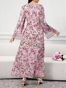 Al Najma Ladies Turkish & Arabic Traditional Long Robe, Modest Kaftan - Pink - View 2