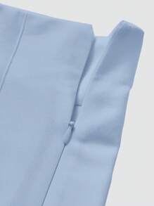 SHEIN MOD 女士纯色后拉链优雅办公室半身裙 - 藍色 - 查看 3