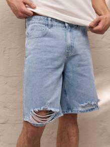 SWAVVY Men's Casual Loose Solid Color Elasticated Waist Woven Shorts
