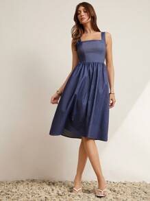 L'Amorae Robe nuisette mi-longue unie pour femme, à la mode pour l'été - Jean clair - Voir 5