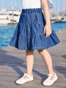 Joliand Joliand Young Girl Casual Loose Fit Denim Skirt