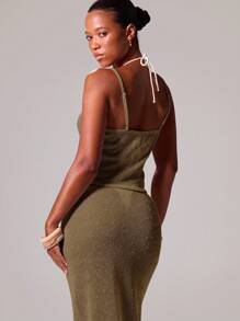 Musera Resort Áo hai dây dệt kim kiểu dáng Boho Ibiza, dễ thương và gợi cảm, thích hợp mặc ngoài trời cho kỳ nghỉ hè, đi biển, đồ bơi mùa xuân. - Màu Khaki - Xem 2