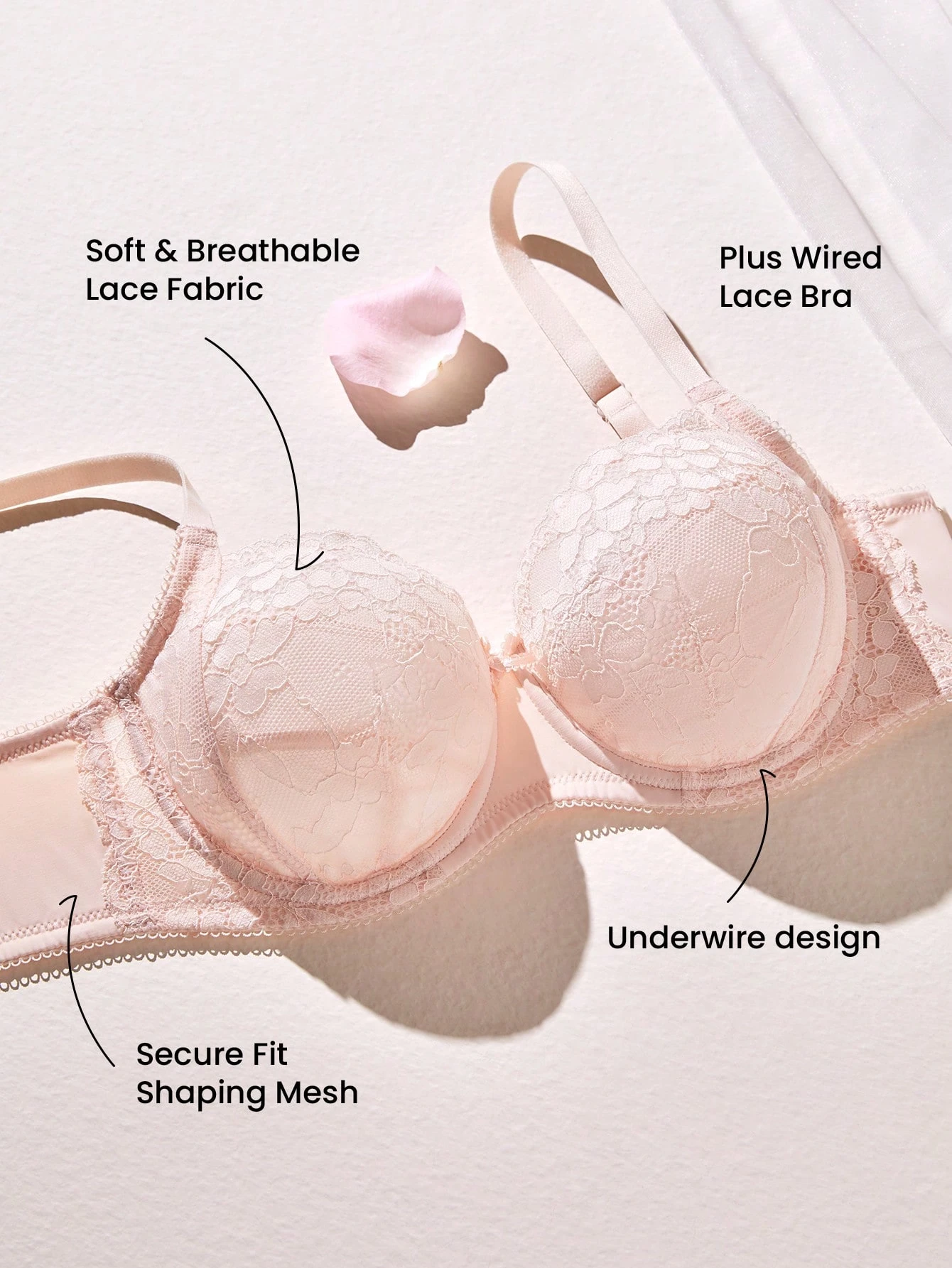Plus Full Coverage Lace Mesh Bra