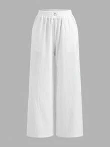 SHEIN EZwear 2 Stücke/Set sommerliche neue gewascheneBaumwoll-Streifen-Loose Hosen