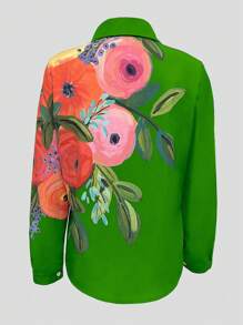 INAWLY 花卉印花纽扣设计女式衬衫 - 彩色 - 查看 2