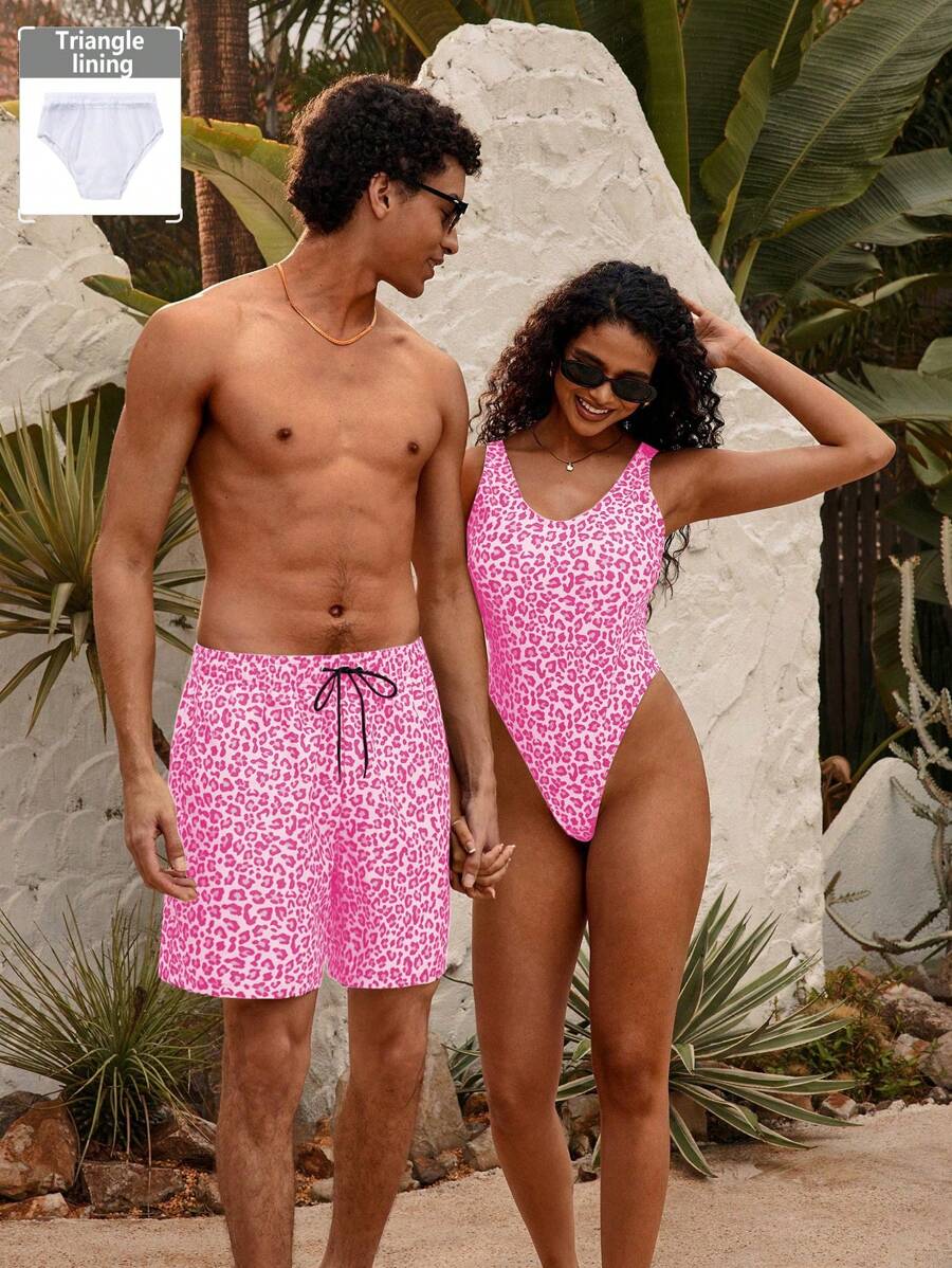 Manfinity VDAYZ 男士豹纹休闲沙滩短裤