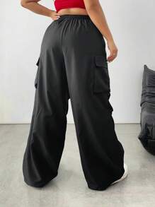 SHEIN Tall CURVE Plus Size Casual Cargo Pants, Fashionable & Suitable For Summer Fall Cloth For Women