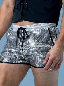 FeverCity Fever City 性感腰带抽绳装饰短款男士短裤 - 銀色 - 查看 3